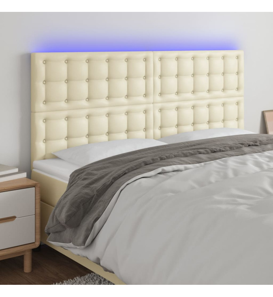 Tête de lit à LED Crème 160x5x118/128 cm Similicuir Tête de lit à LED Crème 160x5x118/128 cm Similicuir