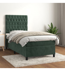 Lit à sommier tapissier et matelas Vert foncé 80x200 cm Velours