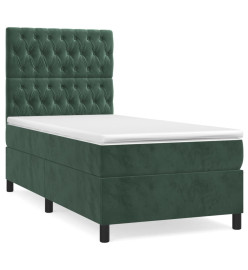 Lit à sommier tapissier et matelas Vert foncé 80x200 cm Velours
