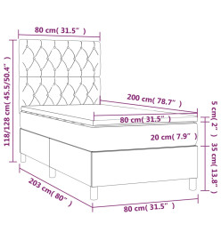 Lit à sommier tapissier et matelas Vert foncé 80x200 cm Velours