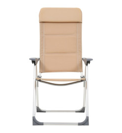 Chaises de camping 2 pcs Crème 58x69x111 cm Aluminium