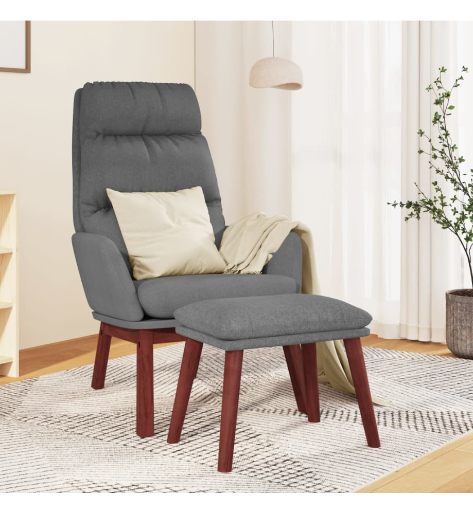 Chaise de relaxation avec tabouret Gris clair Tissu