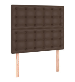 Sommier tapissier et matelas et LED Marron 90x200 cm Similicuir