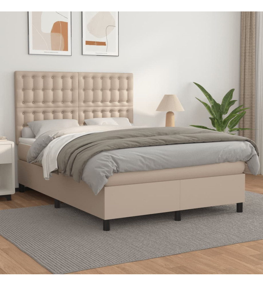 Lit à sommier tapissier avec matelas Cappuccino 140x200 cm Lit à sommier tapissier avec matelas Cappuccino 140x200 cm