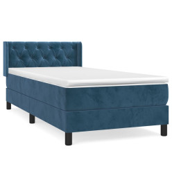 Lit à sommier tapissier et matelas Bleu foncé 80x200 cm Velours