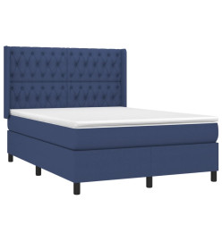 Lit à sommier tapissier avec matelas Bleu 140x190 cm Tissu