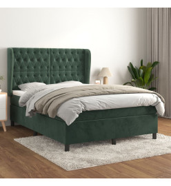 Lit à sommier tapissier et matelas Vert foncé 140x190cm Velours