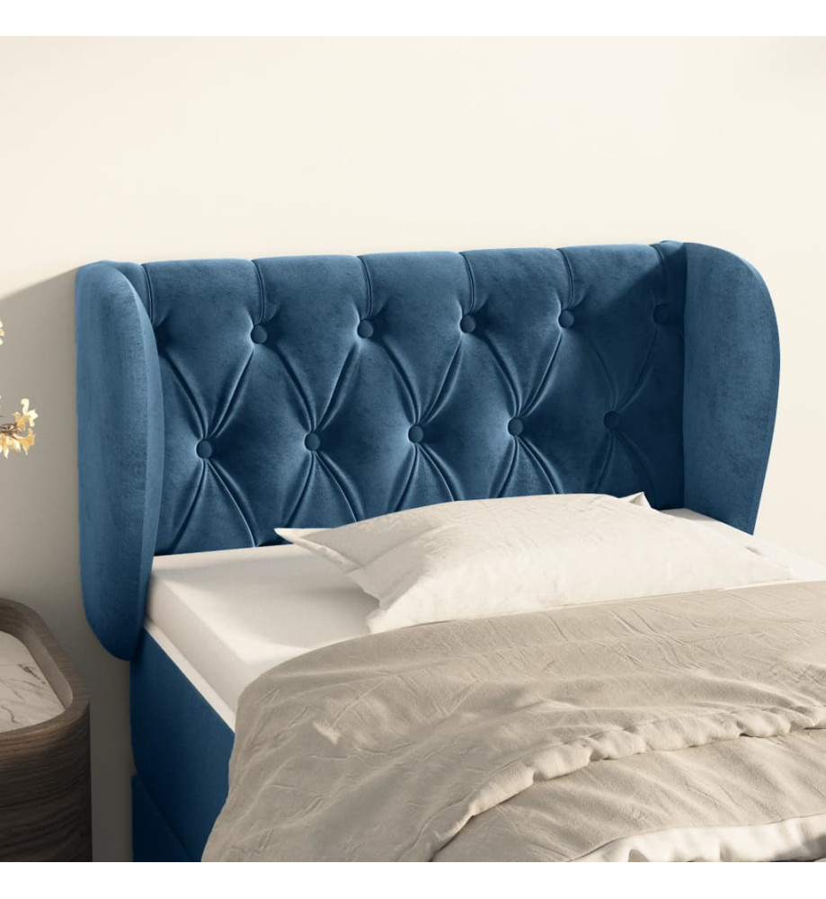 Tête de lit avec oreilles Bleu foncé 83x23x78/88 cm Velours Tête de lit avec oreilles Bleu foncé 83x23x78/88 cm Velours