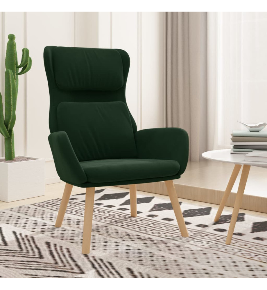 Chaise de relaxation Vert foncé Velours