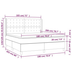 Sommier tapissier et matelas et LED Crème 180x200 cm Similicuir