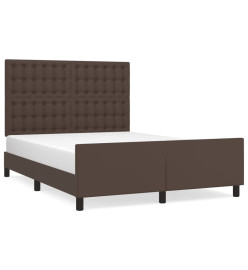 Cadre de lit avec tête de lit Marron 140x190 cm Similicuir