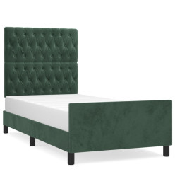 Cadre de lit avec tête de lit Vert foncé 90x190 cm Velours