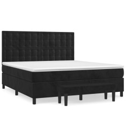 Lit à sommier tapissier avec matelas Noir 180x200 cm Velours