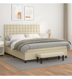 Lit à sommier tapissier avec matelas Crème 160x200cm Similicuir