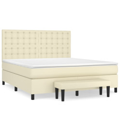 Lit à sommier tapissier avec matelas Crème 160x200cm Similicuir