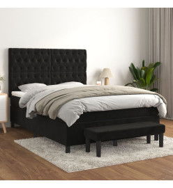 Lit à sommier tapissier avec matelas Noir 140x200 cm Velours