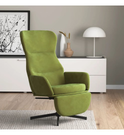 Chaise de relaxation avec repose-pied Vert clair Velours