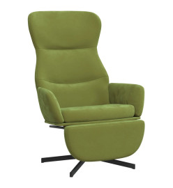 Chaise de relaxation avec repose-pied Vert clair Velours