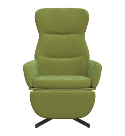 Chaise de relaxation avec repose-pied Vert clair Velours