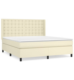 Lit à sommier tapissier avec matelas Crème 180x200cm Similicuir