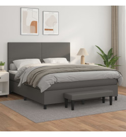 Lit à sommier tapissier avec matelas Gris 180x200 cm Similicuir
