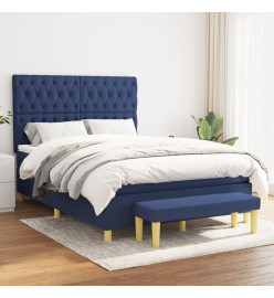 Lit à sommier tapissier avec matelas Bleu 140x190 cm Tissu