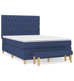 Lit à sommier tapissier avec matelas Bleu 140x190 cm Tissu