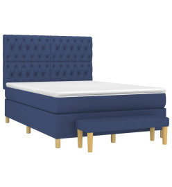 Lit à sommier tapissier avec matelas Bleu 140x190 cm Tissu