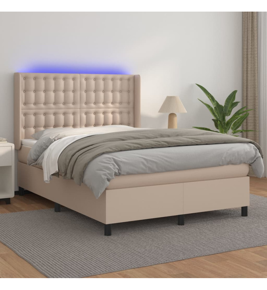 Sommier tapissier matelas LED Cappuccino 140x200 cm Similicuir Sommier tapissier matelas LED Cappuccino 140x200 cm Similicuir