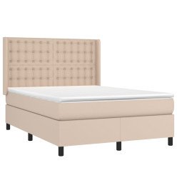 Sommier tapissier matelas LED Cappuccino 140x200 cm Similicuir
