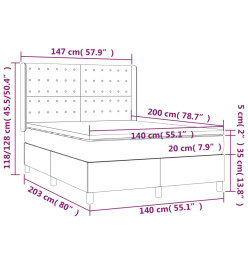 Sommier tapissier matelas LED Cappuccino 140x200 cm Similicuir