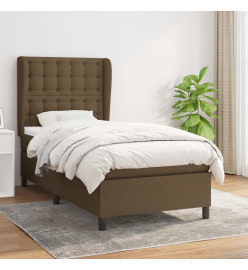 Lit à sommier tapissier avec matelas Marron foncé 100x200 cm