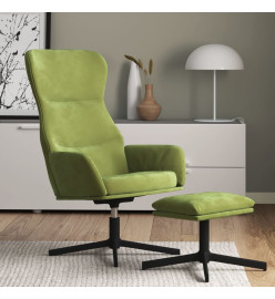 Chaise de relaxation avec tabouret Vert clair Velours