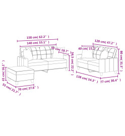 Ensemble de canapés 3 pcs avec coussins cappuccino similicuir