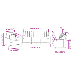 Ensemble de canapés 3 pcs coussins gris clair tissu