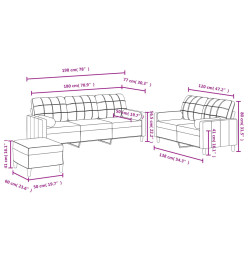 Ensemble de canapés 3 pcs avec coussins taupe tissu