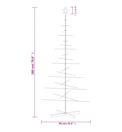 Arbre de Noël en métal avec base en bois noir 180 cm