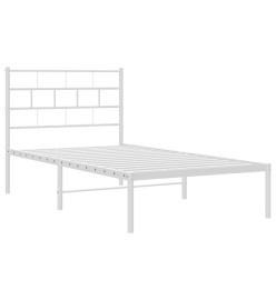 Cadre de lit métal avec tête de lit blanc 75x190 cm