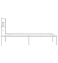 Cadre de lit métal avec tête de lit blanc 75x190 cm