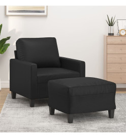 Fauteuil avec repose-pied Noir 60 cm Similicuir