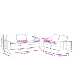 Ensemble de canapés 2 pcs avec coussins Crème Similicuir