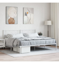 Cadre de lit métal avec tête de lit blanc 200x200 cm