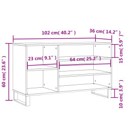 Armoire à chaussures Chêne marron 102x36x60cm Bois d'ingénierie