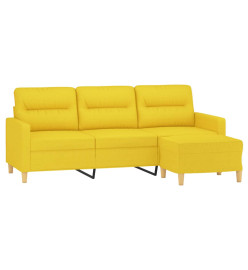 Canapé à 3 places avec repose-pieds Jaune clair 180 cm Tissu