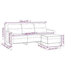 Canapé à 3 places avec repose-pieds Jaune clair 180 cm Tissu