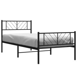 Cadre de lit métal avec tête de lit/pied de lit noir 107x203 cm