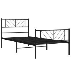 Cadre de lit métal avec tête de lit/pied de lit noir 107x203 cm