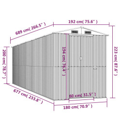 Abri de jardin Anthracite 192x689x223 cm Acier galvanisé