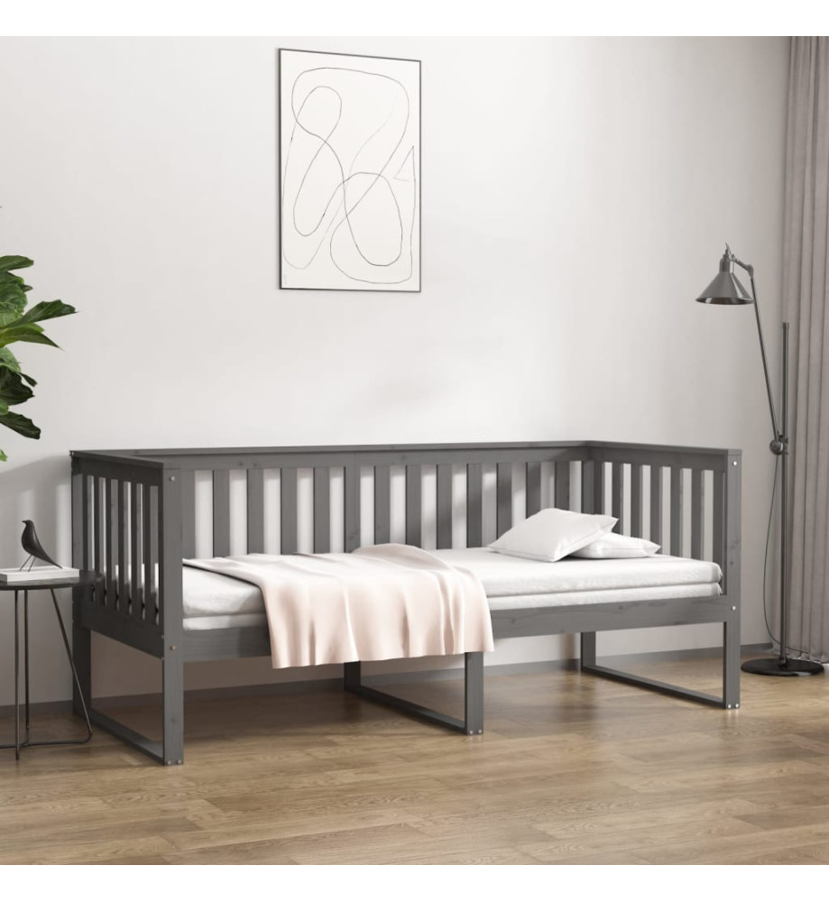 Lit de jour Gris 90x200 cm Bois de pin massif Lit de jour Gris 90x200 cm Bois de pin massif