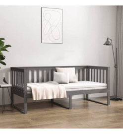 Lit de jour Gris 90x200 cm Bois de pin massif